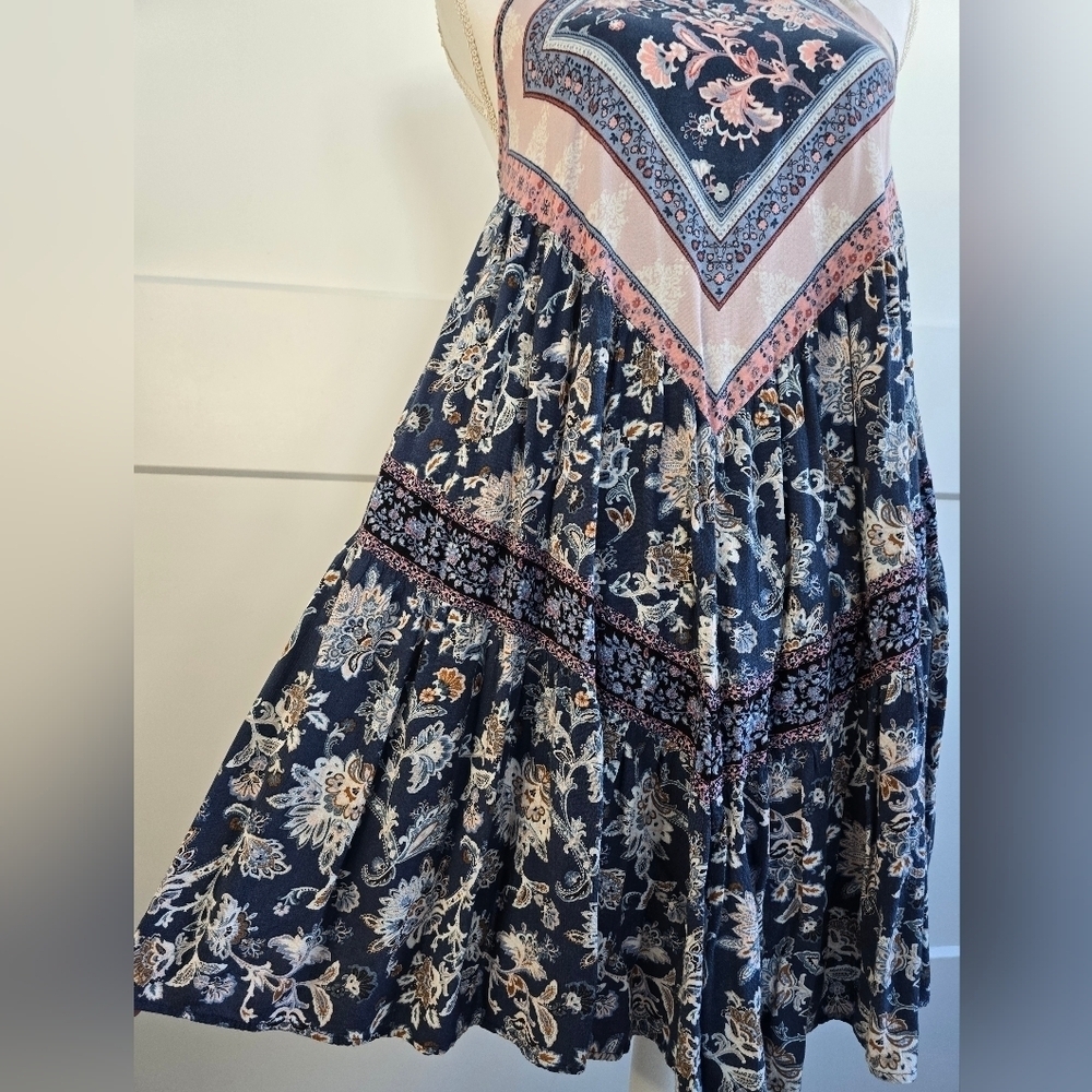 American Eagle Boho Floral Dress with Pink and Blue Accents - Picture 3 of 9